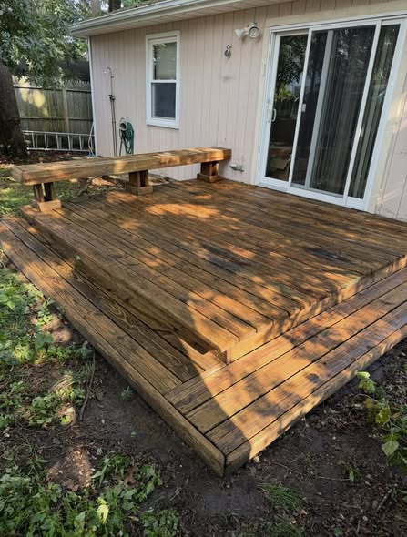 Deck after power washing